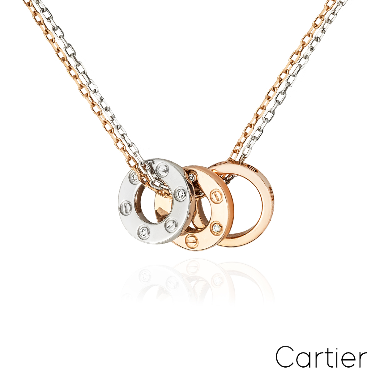Cartier White & Rose Gold Diamond Love Necklace B7219700 Cartier White & Rose Gold Diamond Love Necklace B7219700